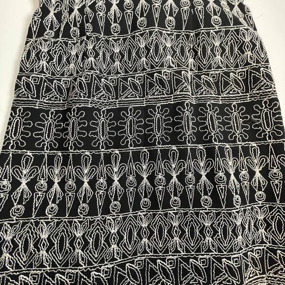 J.B.S Ltd Vintage Embroidered Midi Dress SIZE 10 Boho Zip up Fully Lined Black - Picture 3 of 11